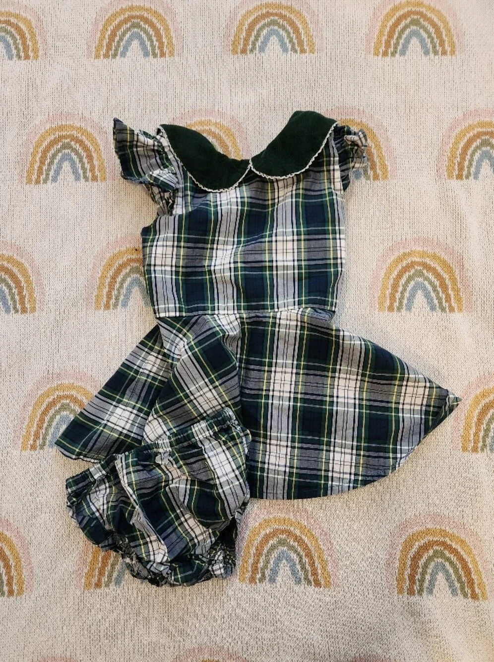 Holley & Sage 2t Handmade Plaid in Navy and Green Christmas Made In Usa